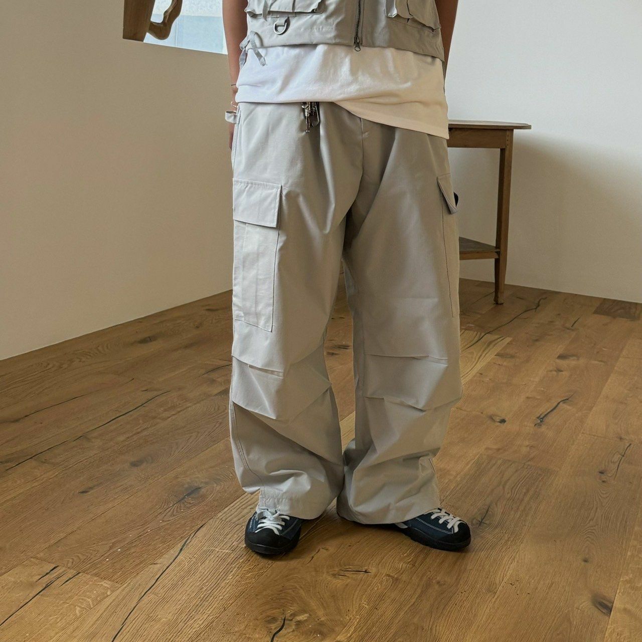 淨色可束腳工裝鬆身褲 BY ATTENTION-274P