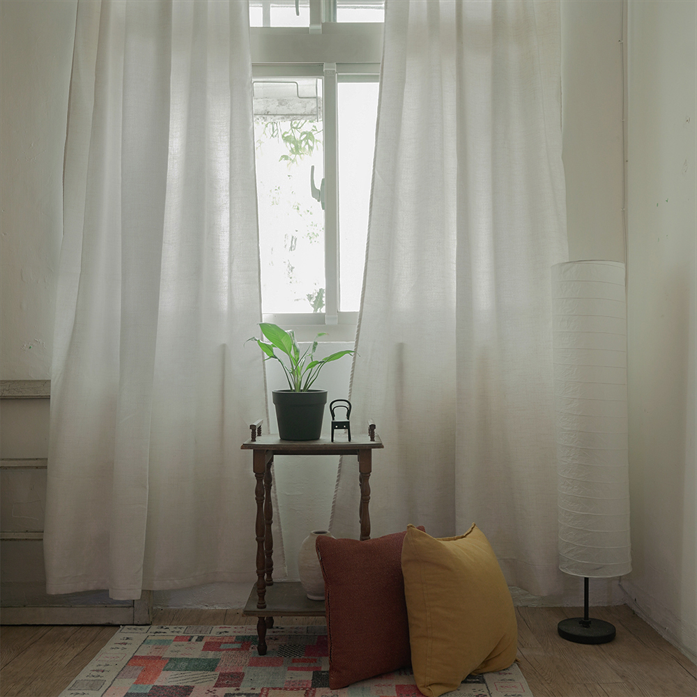 遮光亞麻布簾｜白