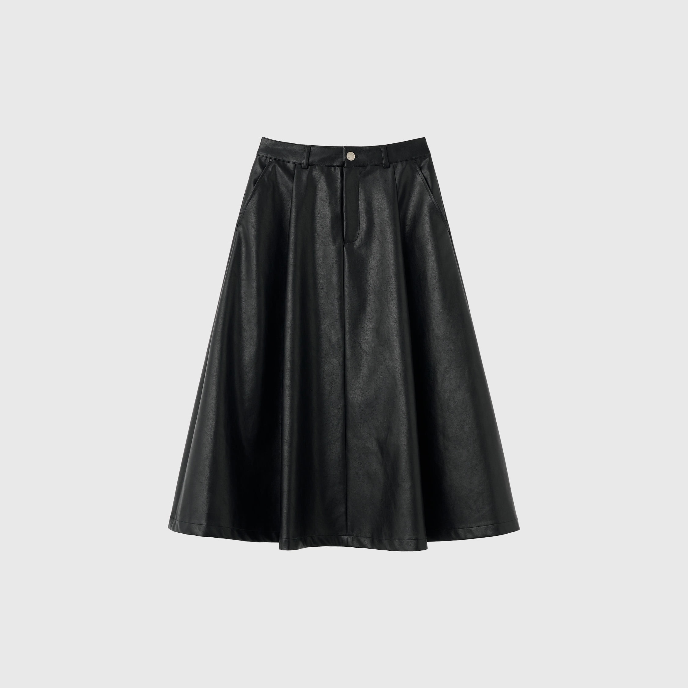 [GENERAL IDEA] ECO-LEATHER PINTUCK LONG SKIRT