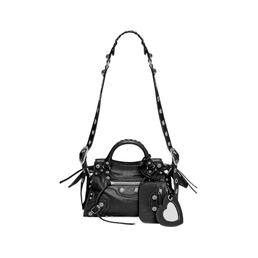 BALENCIAGA Cagole 做舊銀色配件心形化妝鏡 超小型 手袋