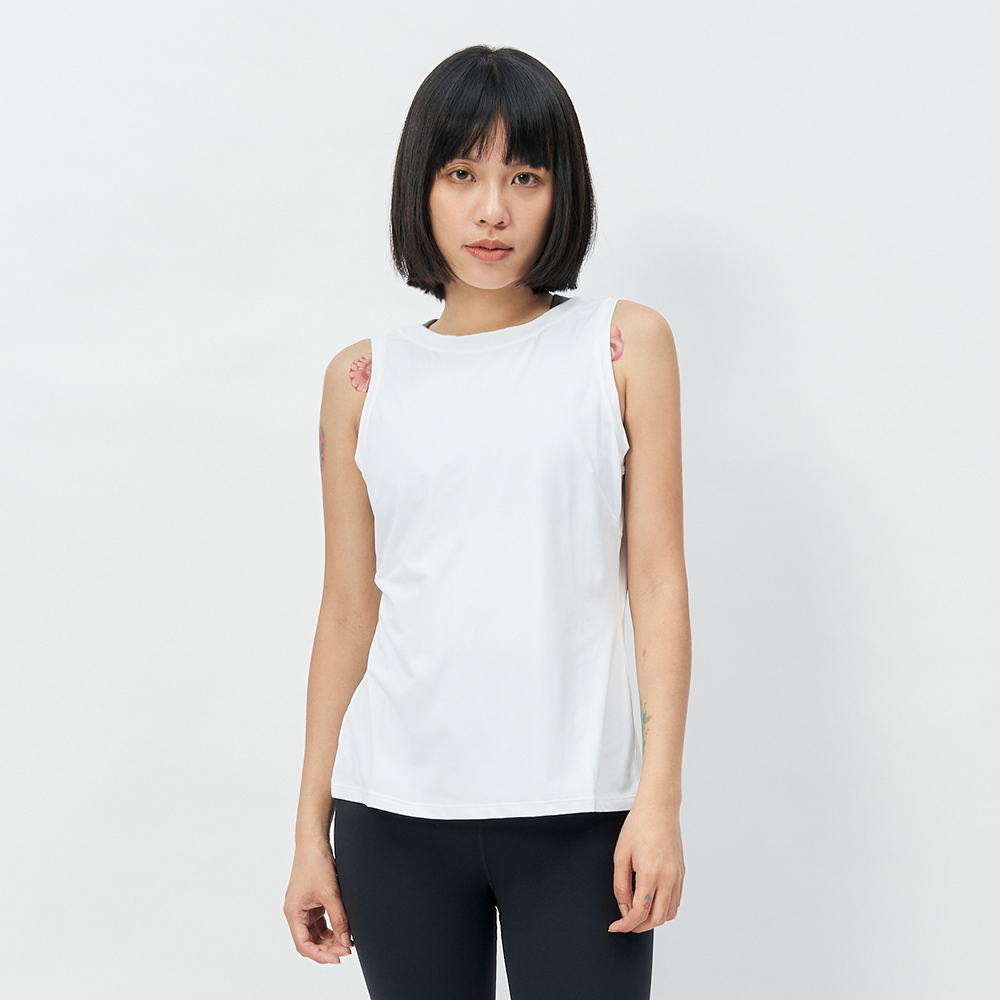 TBA Your Classic Tank 女 純淨白 訓練 輕薄 透氣 後開洞 背心 TBAW213TK02-WH