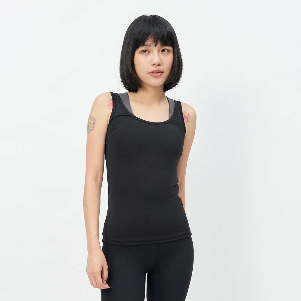 TBA Daily Tank 女 極致黑 彈性 修身 厚磅 運動 瑜珈 訓練 背心 TBAW214TK03-BK