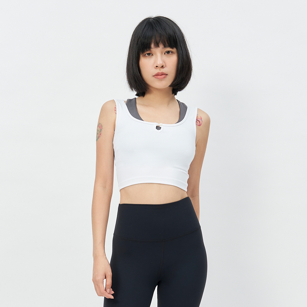 TBA Daily Crop Top 女 純淨白 彈性 修身 厚磅 運動 瑜珈 短版背心 TBAW214TK04-WH