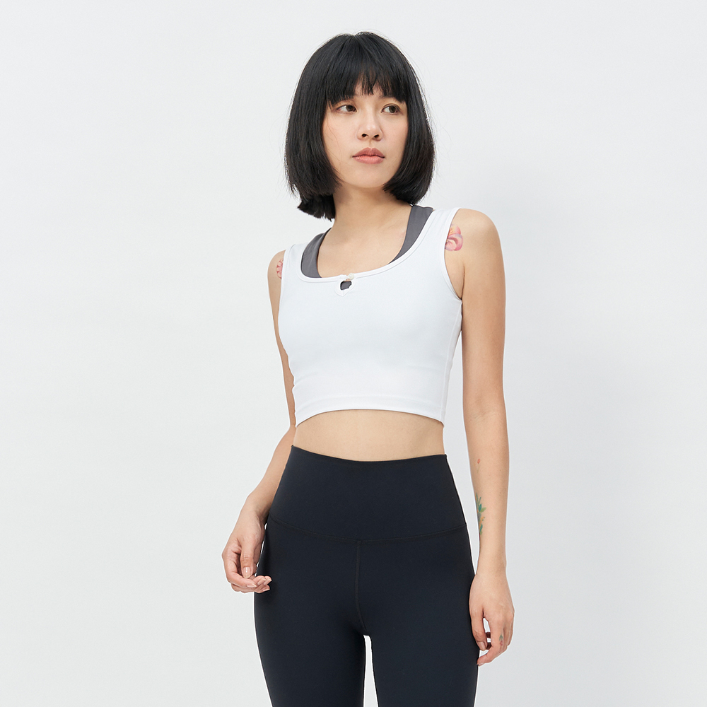 TBA Daily Crop Top 女 純淨白 彈性 修身 厚磅 運動 瑜珈 短版背心 TBAW214TK04-WH