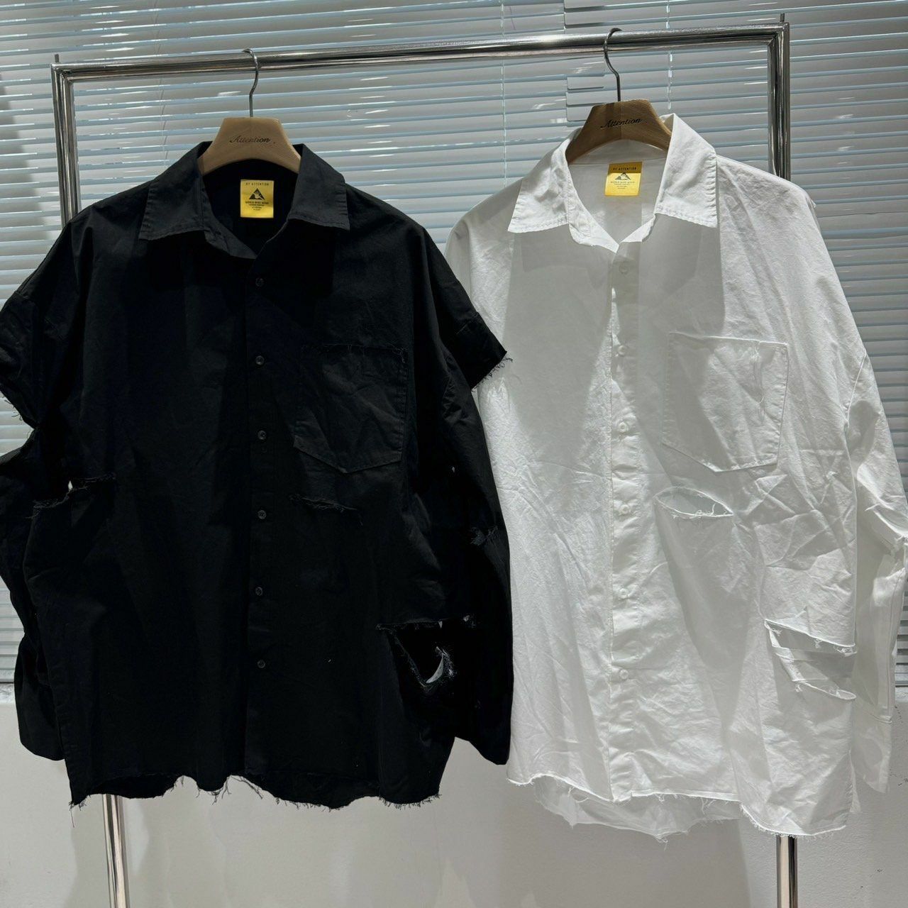 淨色破洞長袖恤衫 BY ATTENTION-280JK