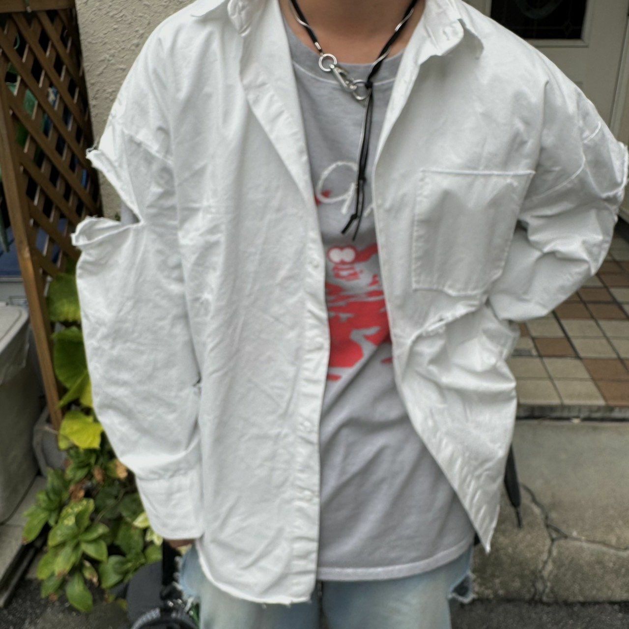 淨色破洞長袖恤衫 BY ATTENTION-280JK