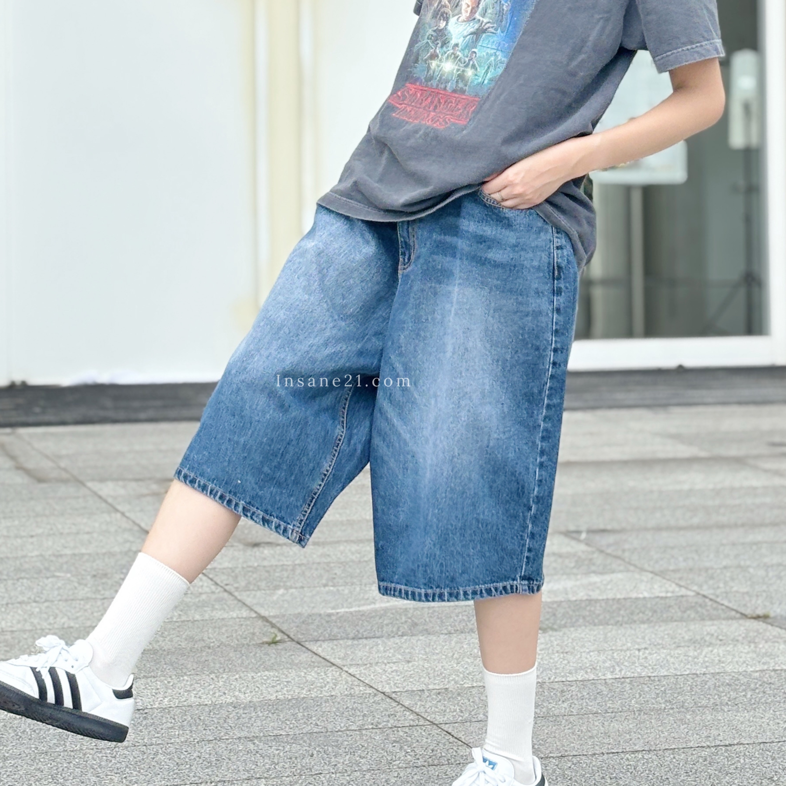 正韓 MEJOR PANT 刷色七分褲 牛仔褲 膝下褲 過膝褲 男女同款