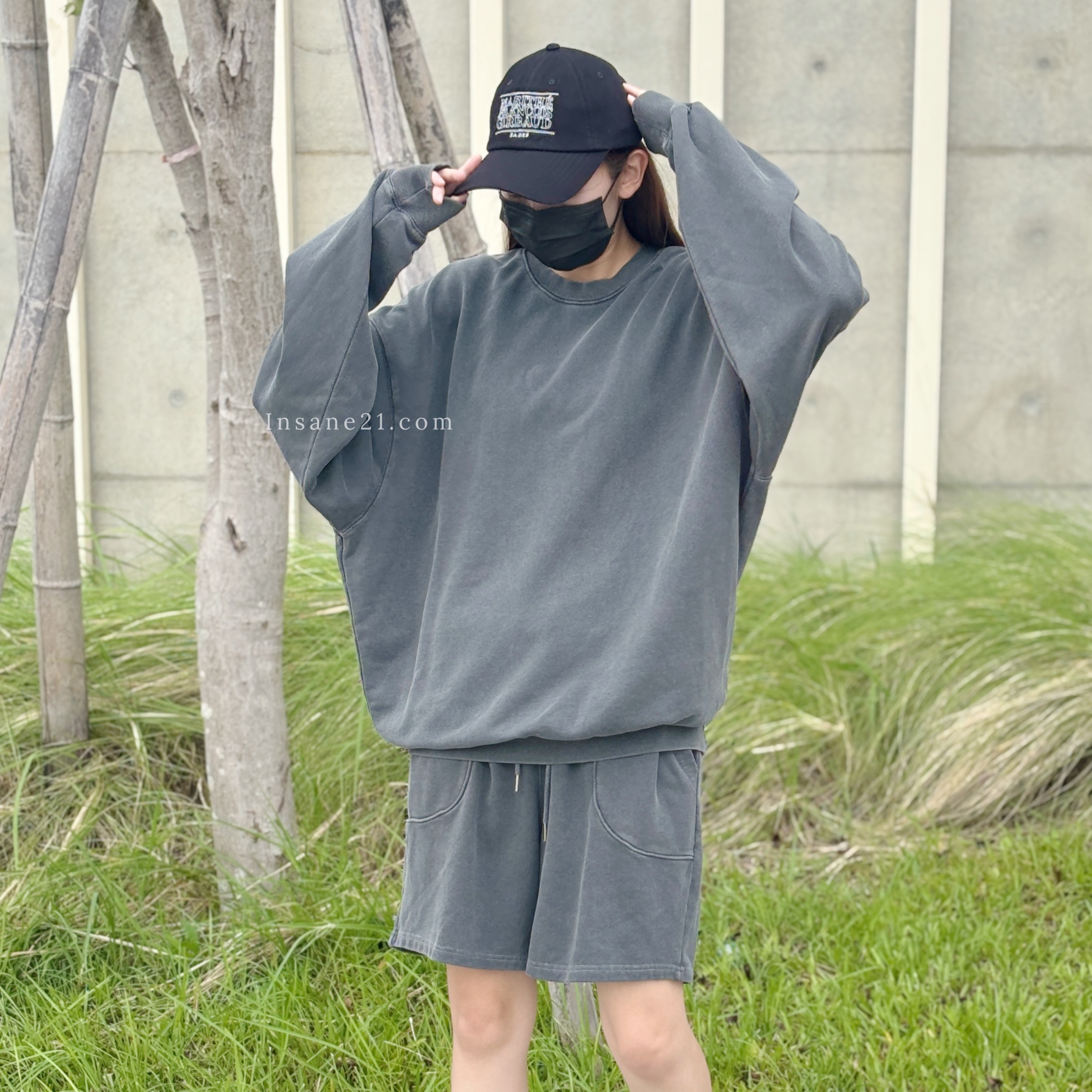 正韓HIPPO 休閒套裝組合價 居家服 棉質 長袖+短褲 抽繩短褲 大學T