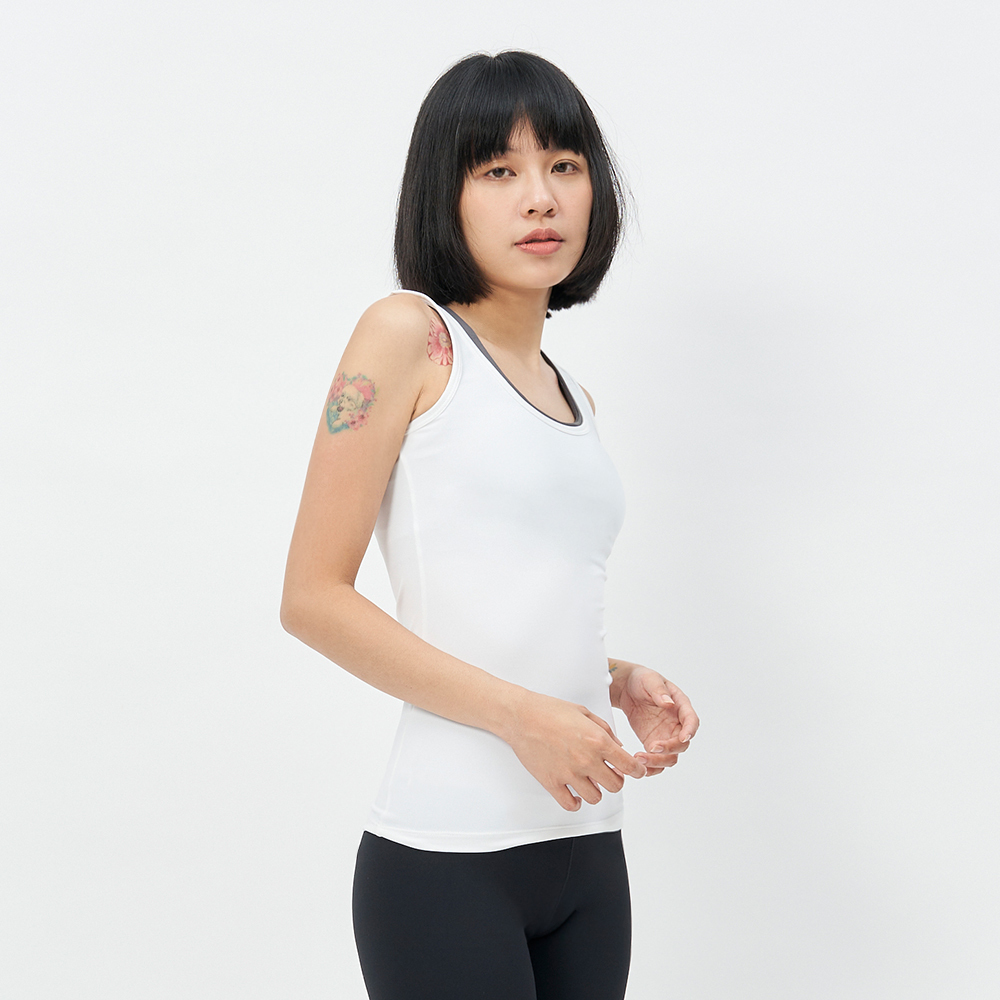 TBA Daily Tank 女 純淨白 彈性 修身 厚磅 運動 瑜珈 訓練 背心 TBAW214TK03-WH