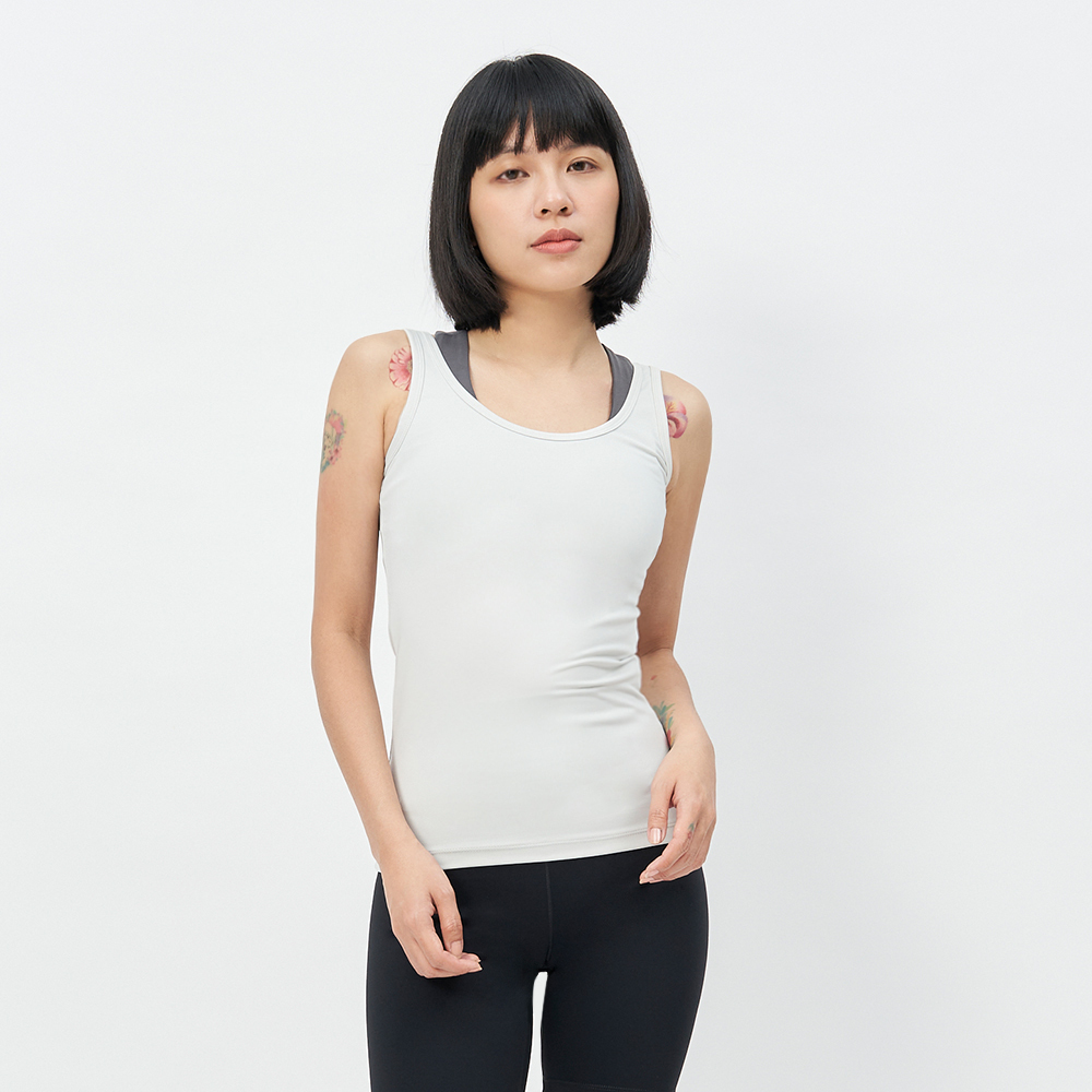 TBA Daily Tank 女 淺灰色 彈性 修身 厚磅 運動 瑜珈 訓練 背心 TBAW214TK03-GY