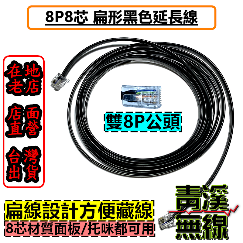 《青溪無線》8P 8芯 車機面板延長線 面板分離線 面板延長分離線 面板分離延長線 扁線 8P頭 水晶頭 AM580 FTM300D MT500