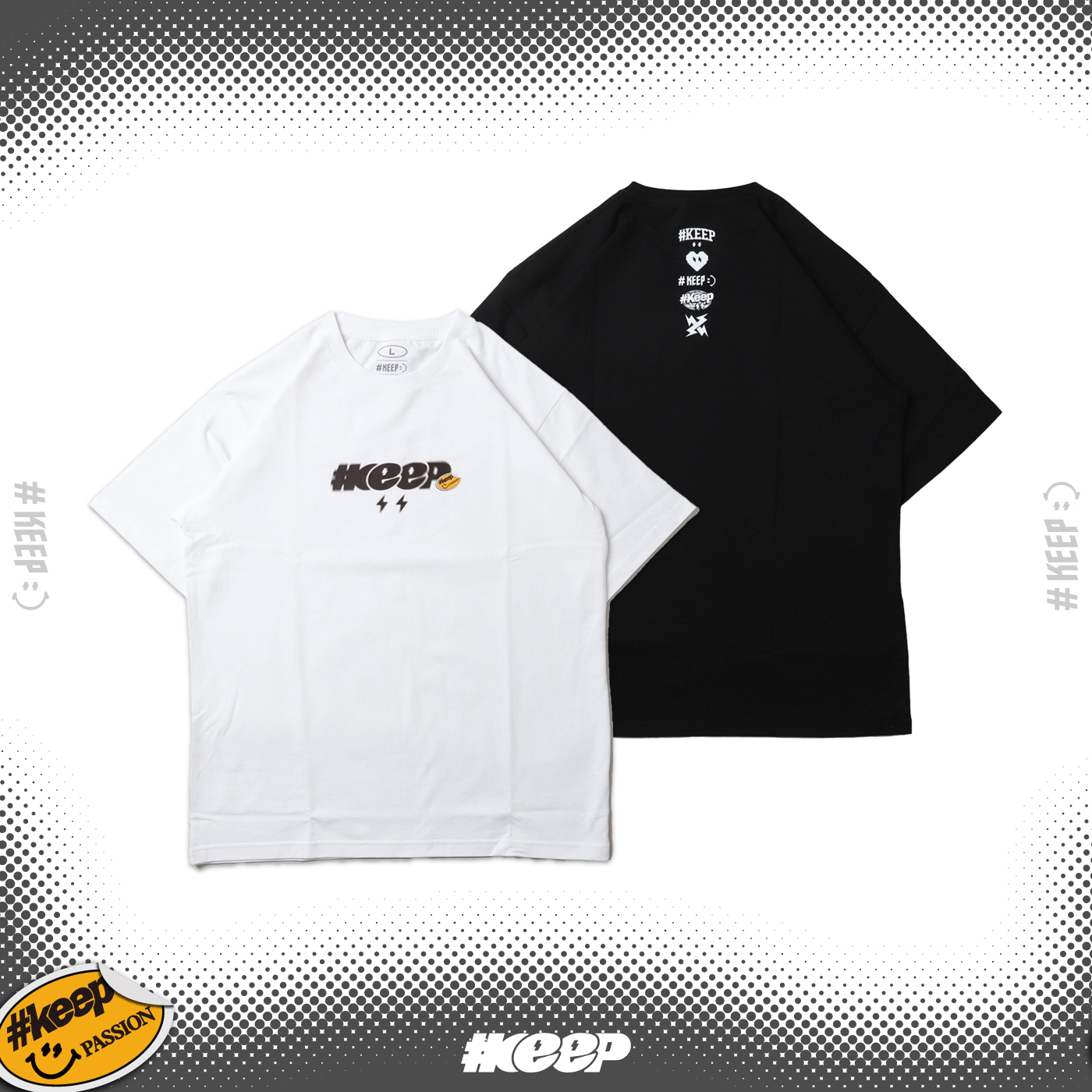 [西門實體門市現貨]#KEEP HALFTONE LOGO TEE 黑色 白色 網點 閃電 貼紙 數位 愛心 短袖 短T【KS217】
