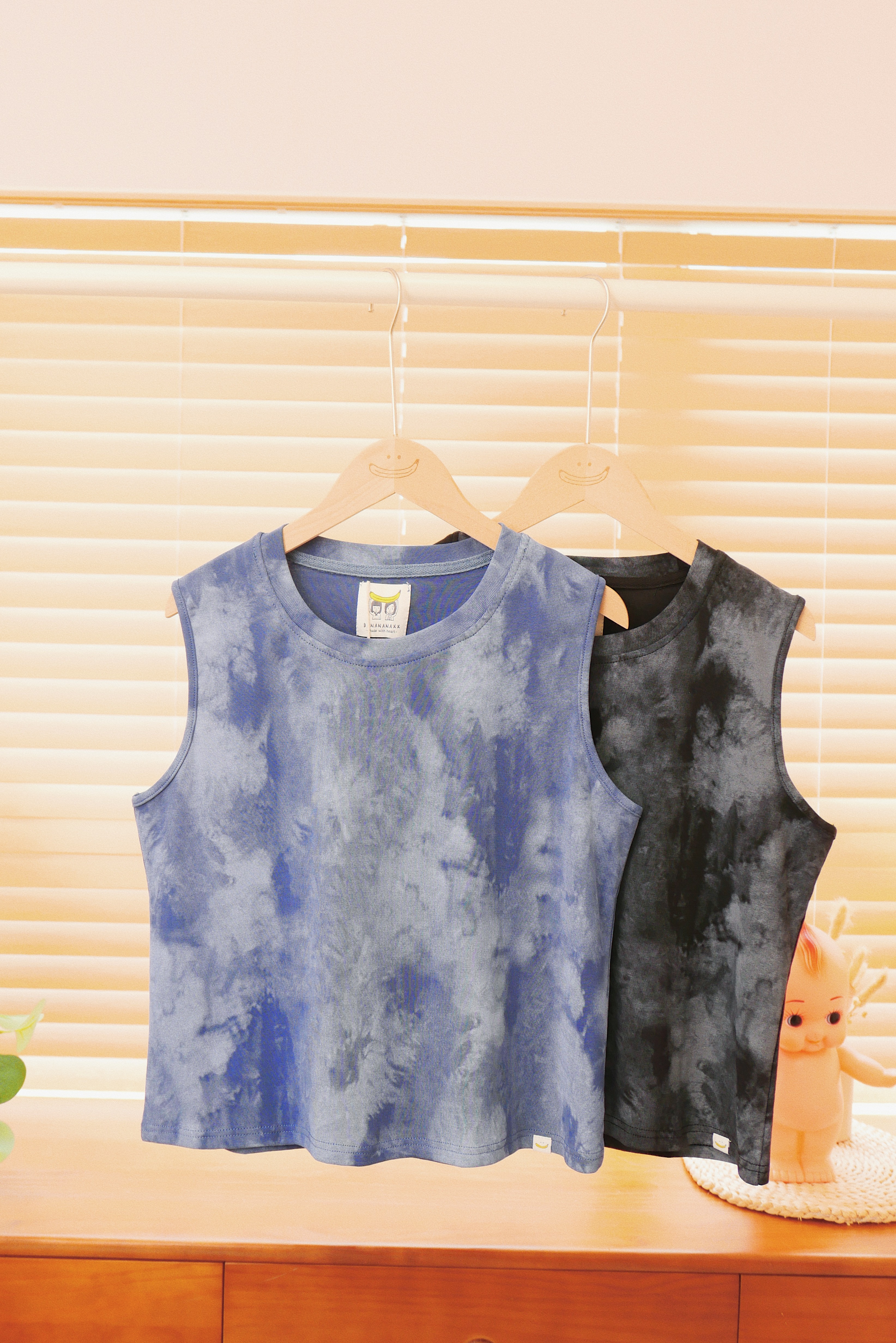 兩色 / 紮染純棉圓領背心/ Tie-dyed Round Neck Vest