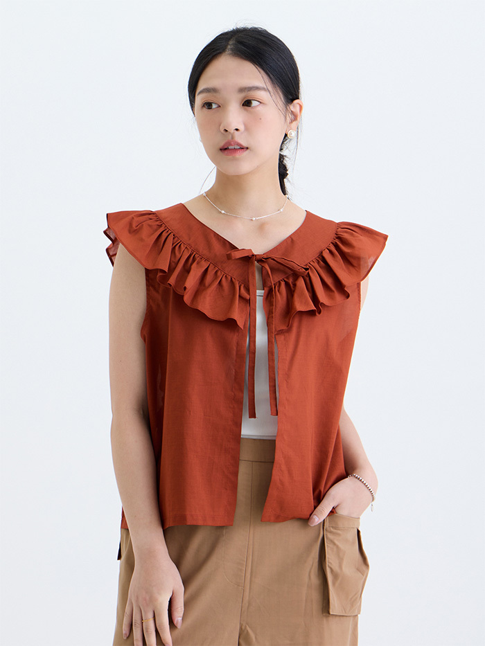 綻放花瓣造型綁帶罩衫-秋分