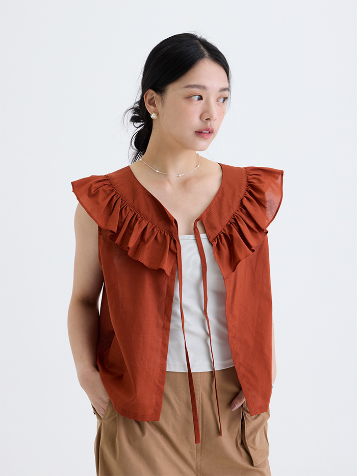 綻放花瓣造型綁帶罩衫-秋分