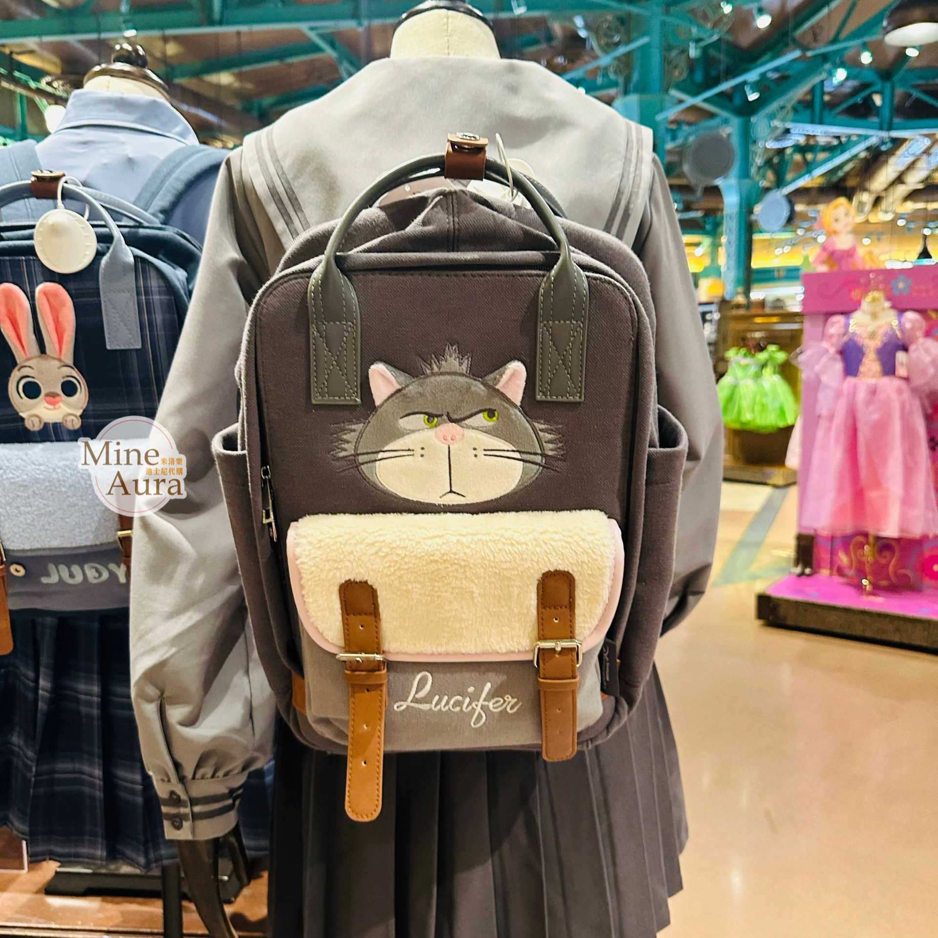 學院風系列 路西法 魯斯佛 Lucife 壞貓咪 後背包 -上海迪士尼樂園