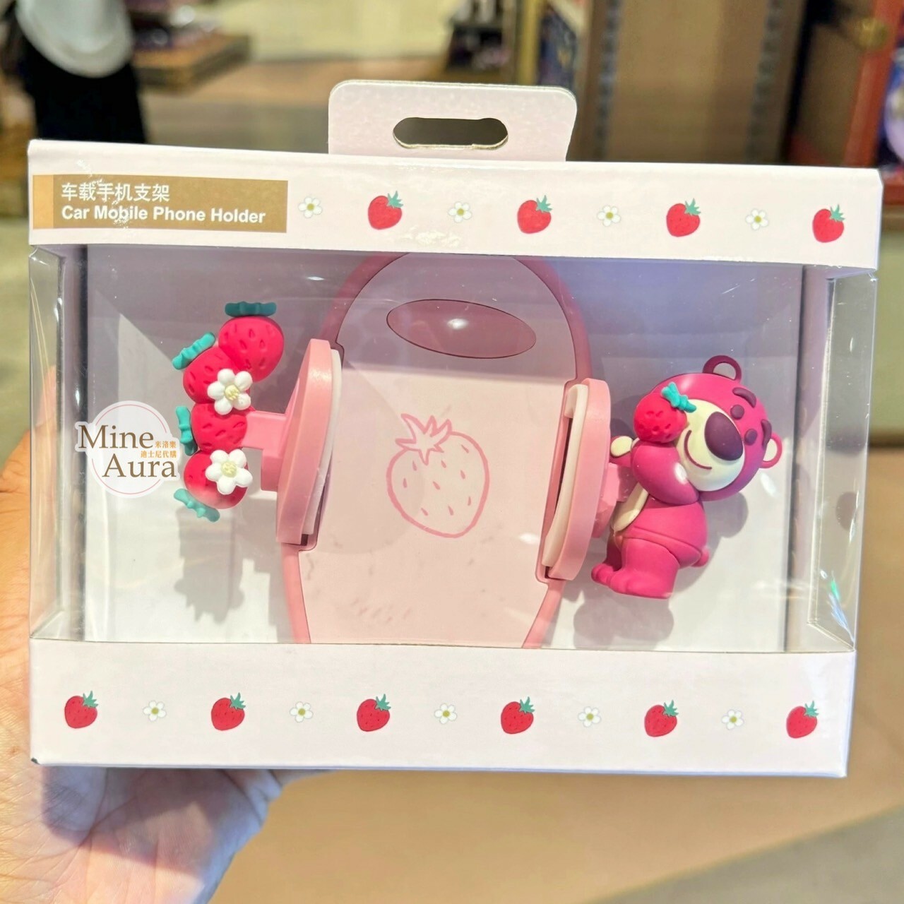熊抱哥 Lotso 草莓 立體造型 手機支架 汽車用品 玩具總動員 Toy Story -上海迪士尼樂園