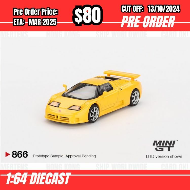 PO-$80  * Mini GT * 1:64 #866 Bugatti EB110 Super Sport Giallo Bugatti LHD [OD29/09]
