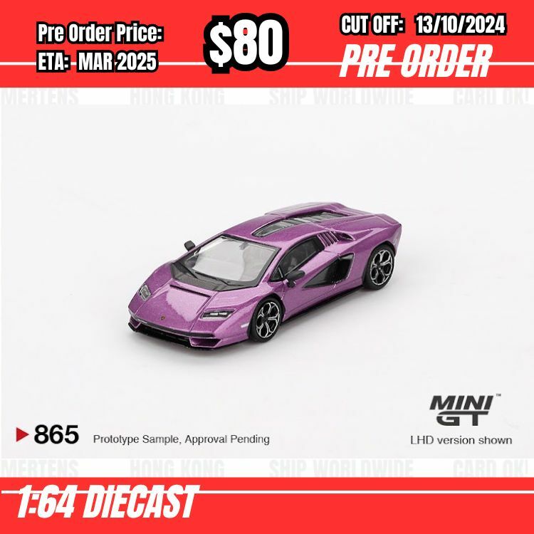 PO-$80  * Mini GT * 1:64 #865 Lamborghini Countach LPI 800-4 Viola 30th LHD [OD29/09]