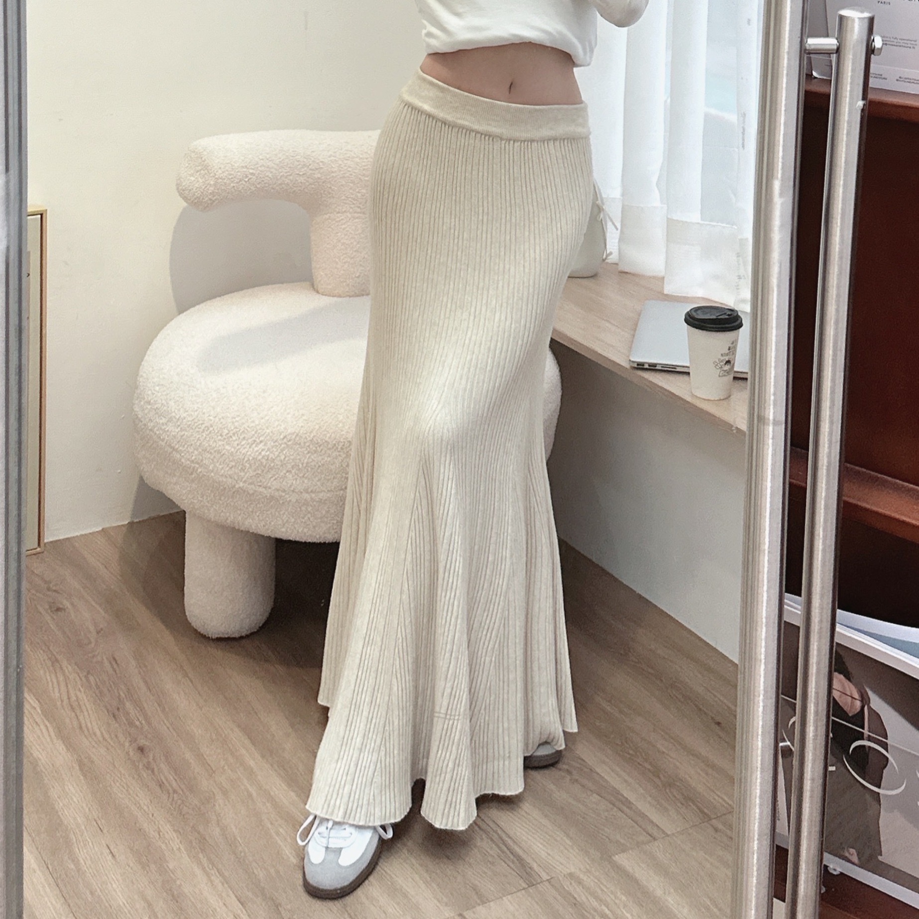 完美弧度針織魚尾長裙/二色