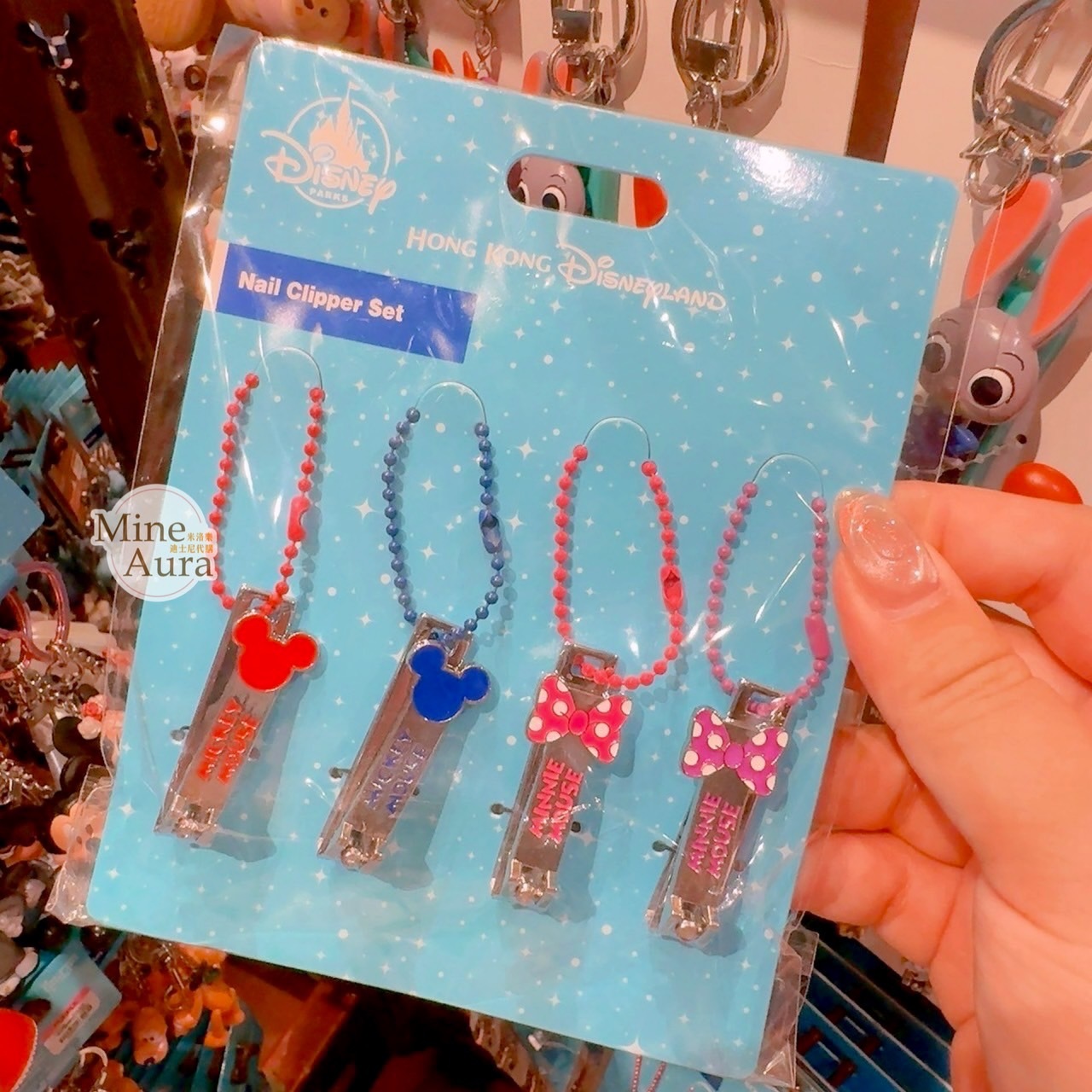 米奇 Mickey 米妮 Minnie 米奇頭 蝴蝶結造型 隨身指甲剪 鑰匙圈 吊飾 4入組 -香港迪士尼樂園