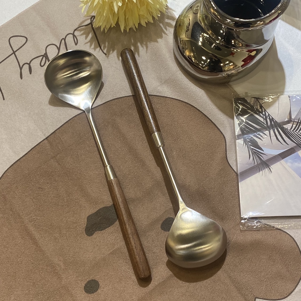 《4860》高級質感304不鏽鋼木柄湯勺