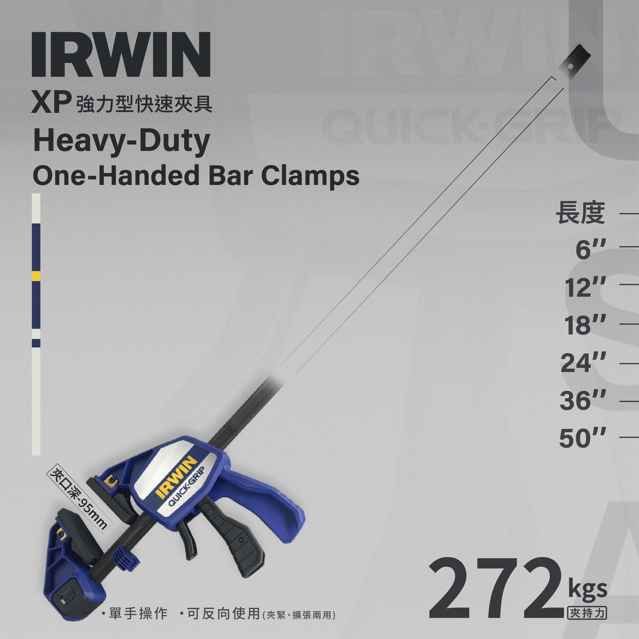 美國 IRWIN 握手牌｜XP 強力型快速夾具 木工夾鉗 快速型木工固定夾｜XP600｜QUICK-GRIP