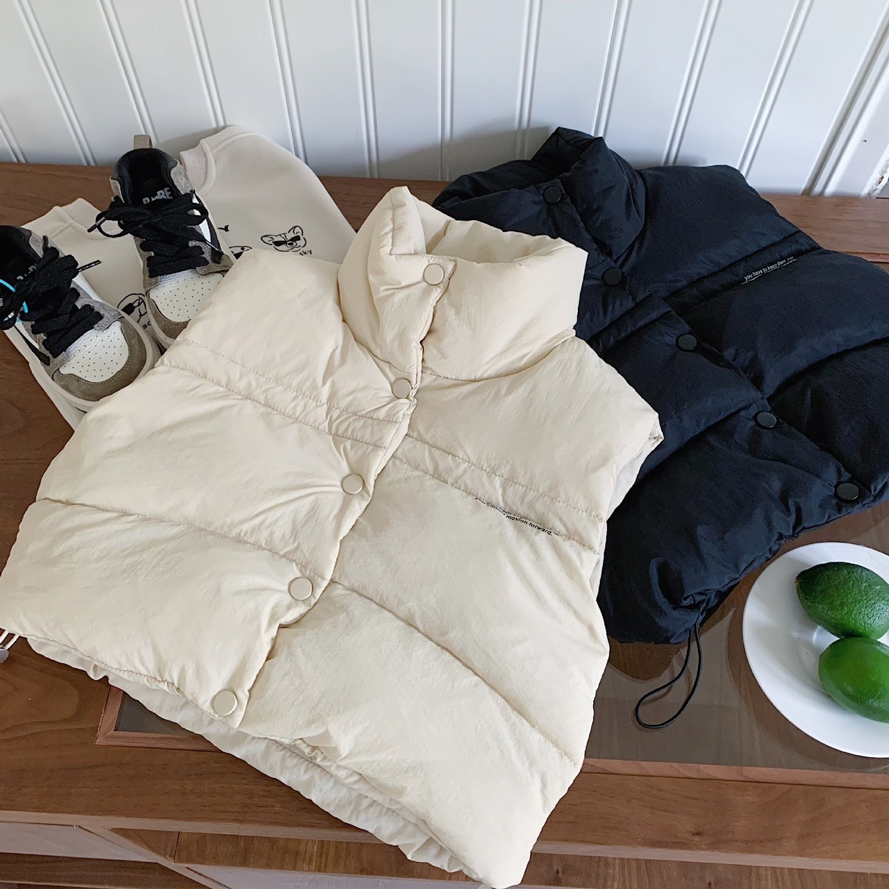 純色羽絨棉背心