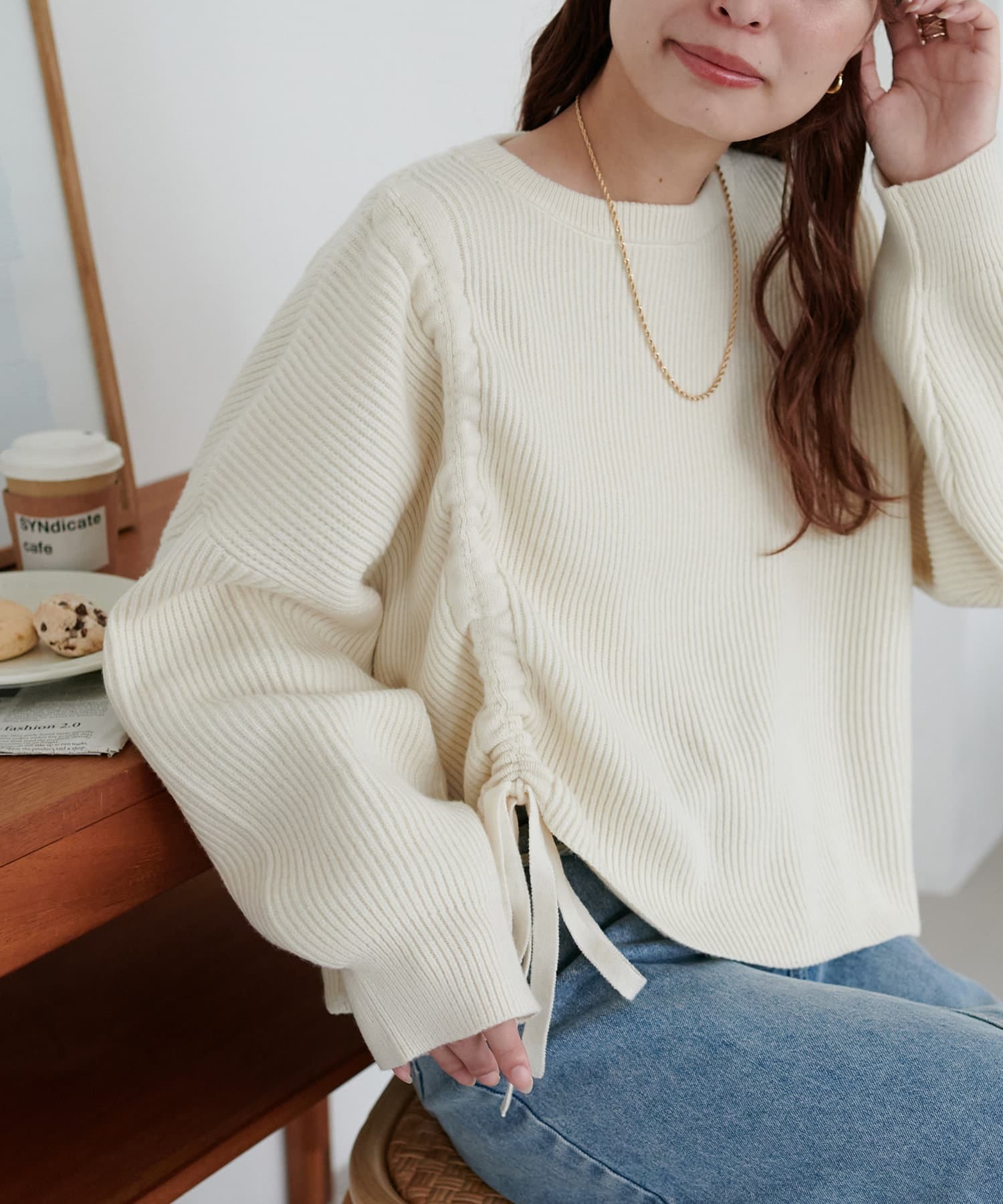 DISCOAT(ディスコート)  【新色追加】畦ギャザープルオーバー《WEB限定カラーあり》米白（DCZ10A2205A0002）