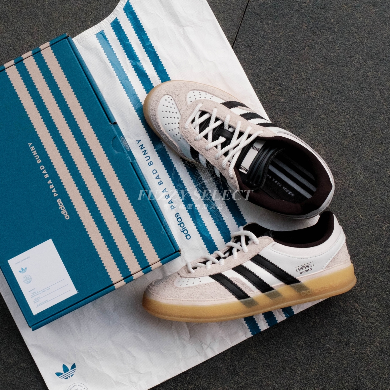 【逢甲FUZZY】 Bad Bunny x Adidas Originals Gazelle Indoor 白黑 IF9735