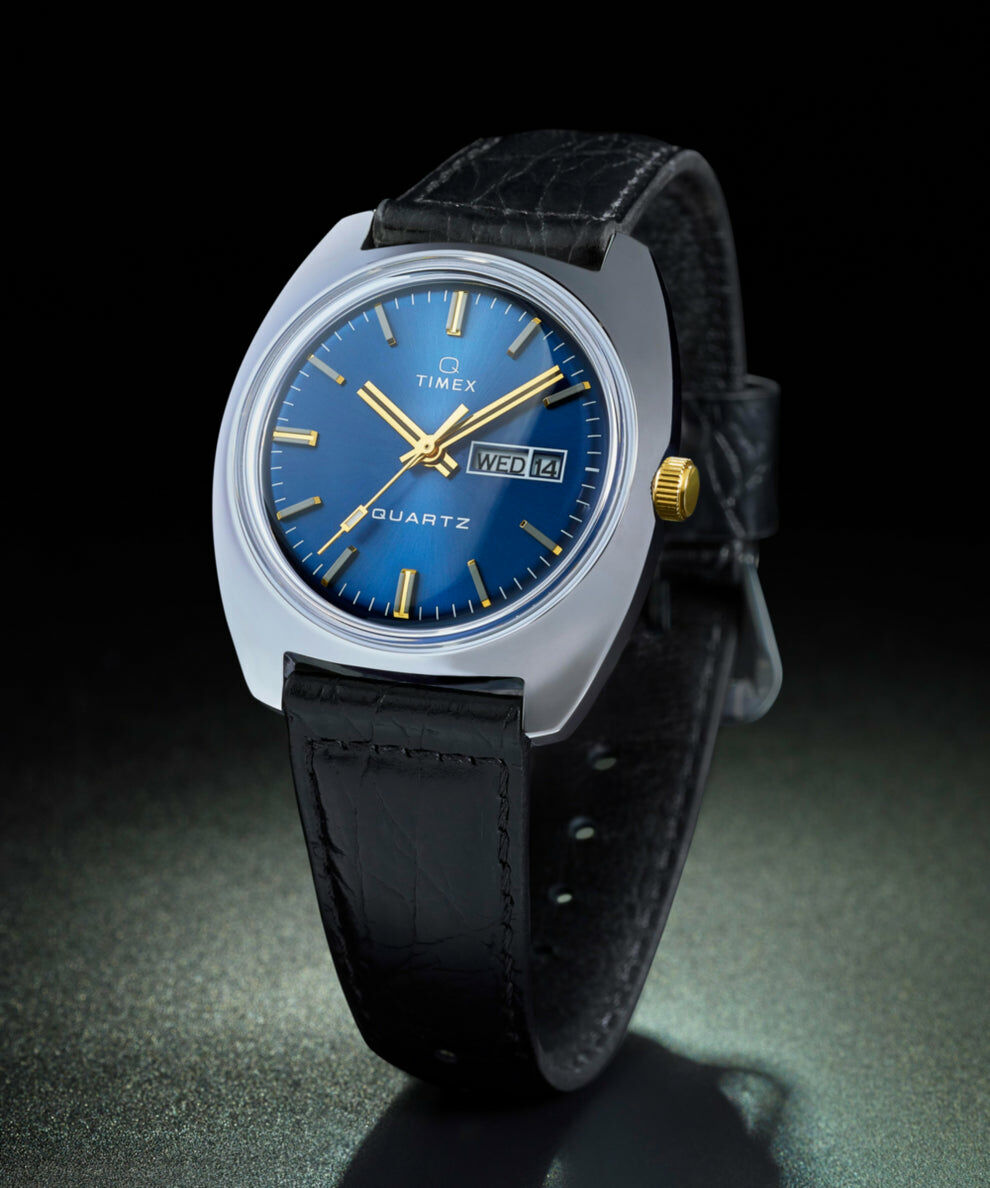 Q Timex 1978 復刻版 37mm 藍面 皮帶 石英錶 TW2W44800