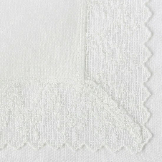 白色亞麻蕾絲手巾＿A