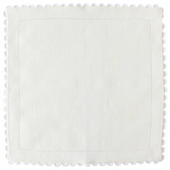 白色亞麻蕾絲手巾＿D