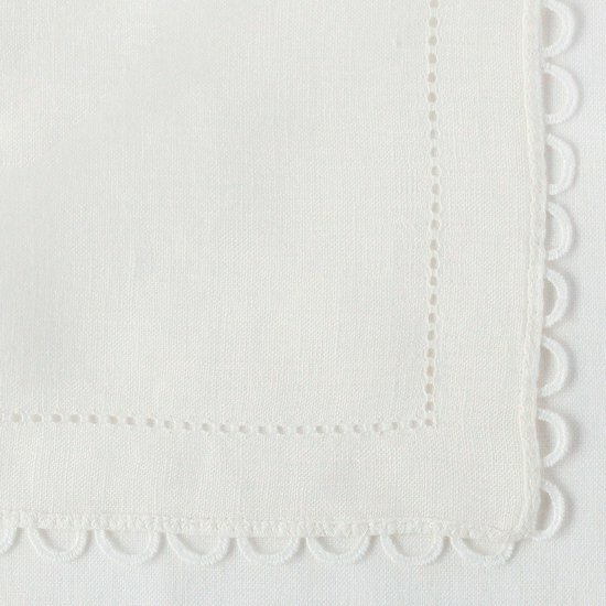 白色亞麻蕾絲手巾＿D