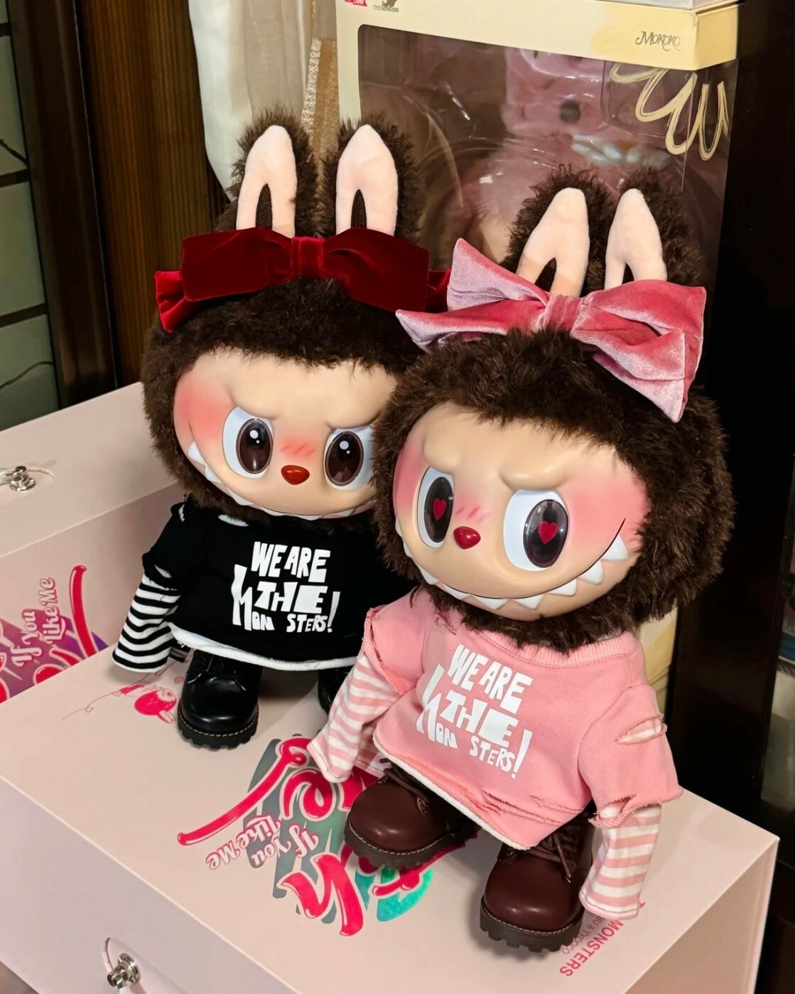 POPMART LABUBU CATCH ME IF YOU LIKE ME 2024情人節限定禮盒 黑色 粉色 搪膠 毛絨 公仔 拉布布 泡泡瑪特