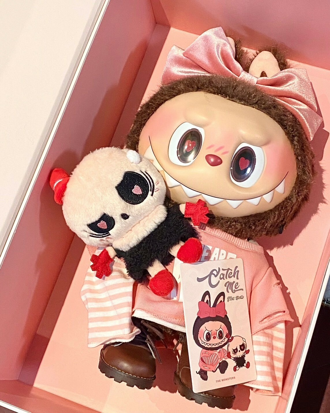 POPMART LABUBU 2024情人節限定禮盒黑色粉色搪膠毛絨公仔拉布布