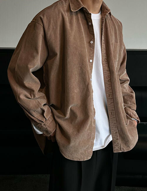 寬鬆燈芯絨長袖襯衫(4色)