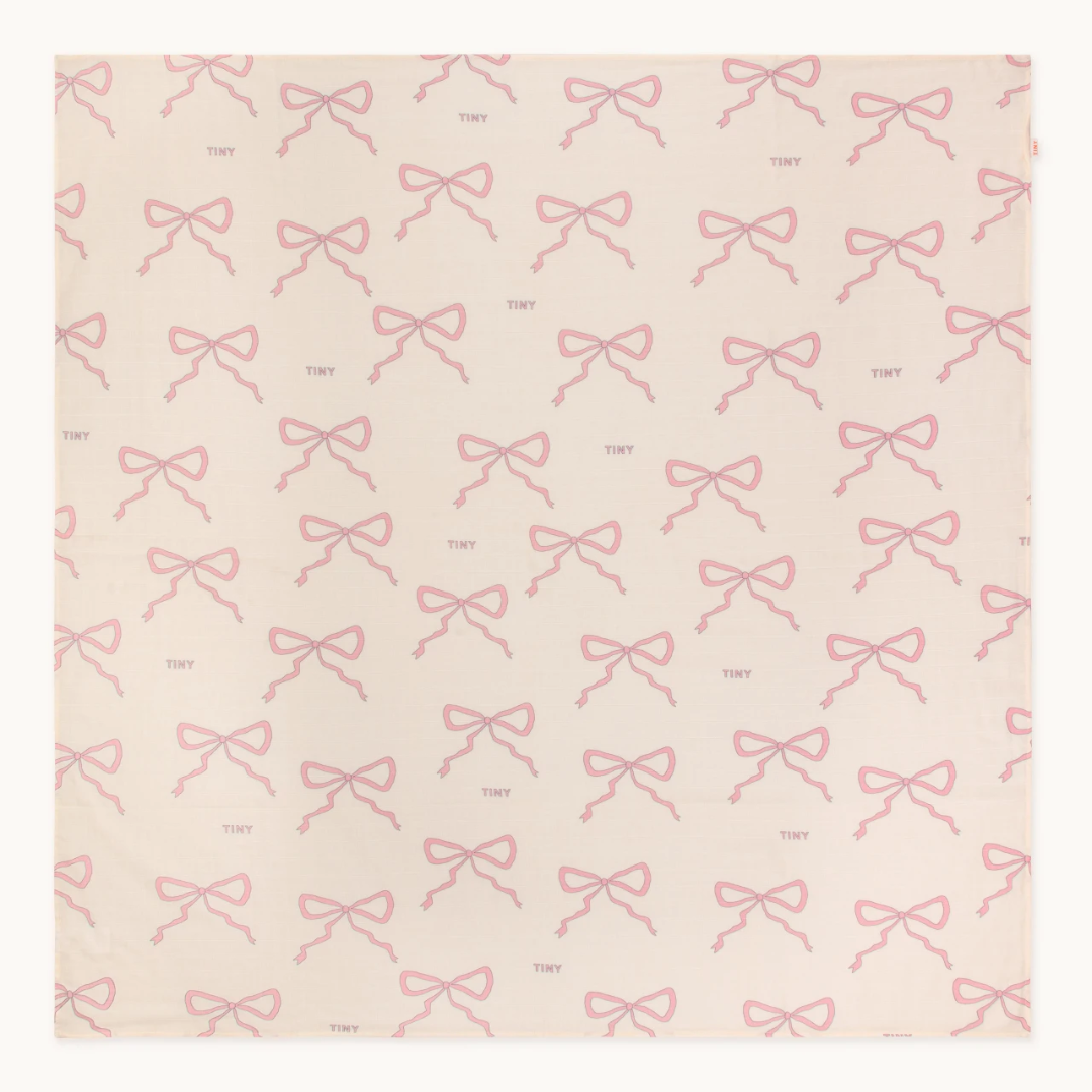 TINYCOTTONS│Bow swaddle蝴蝶結包巾．Light cream