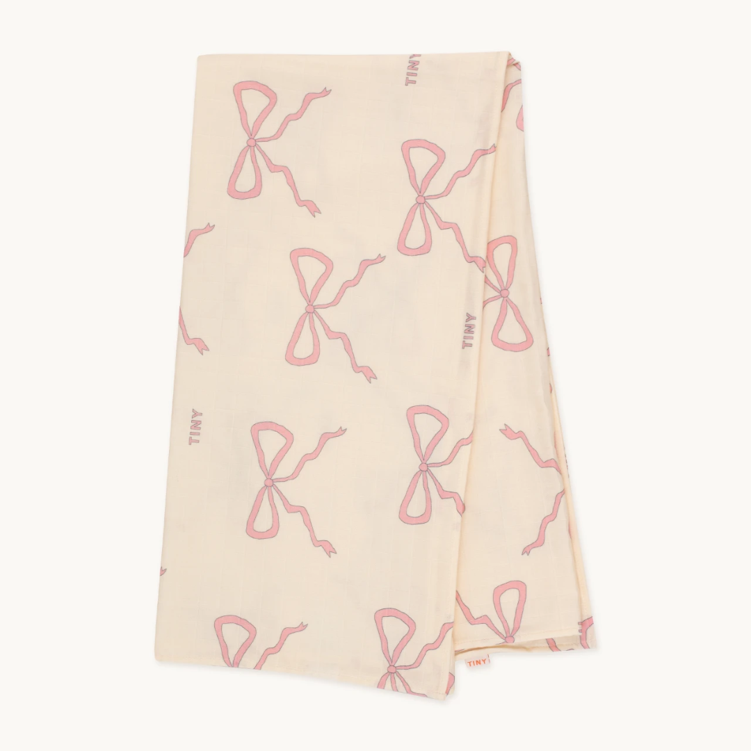 TINYCOTTONS│Bow swaddle蝴蝶結包巾．Light cream