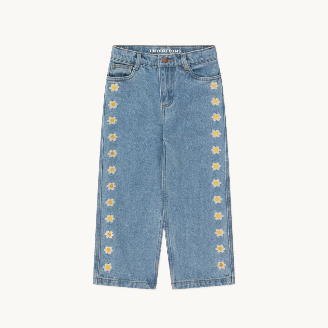 TINYCOTTONS│Daisies straight jeans小雛菊直筒牛仔褲． Light wash denim