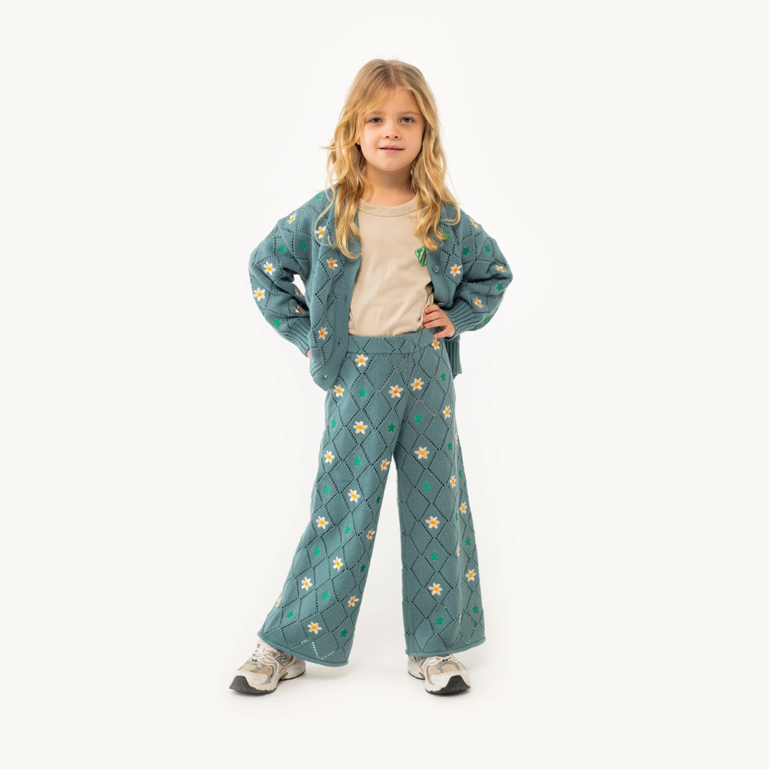 TINYCOTTONS│Stars and flowers cardigan星星花朵針織外套．Dark pistachio