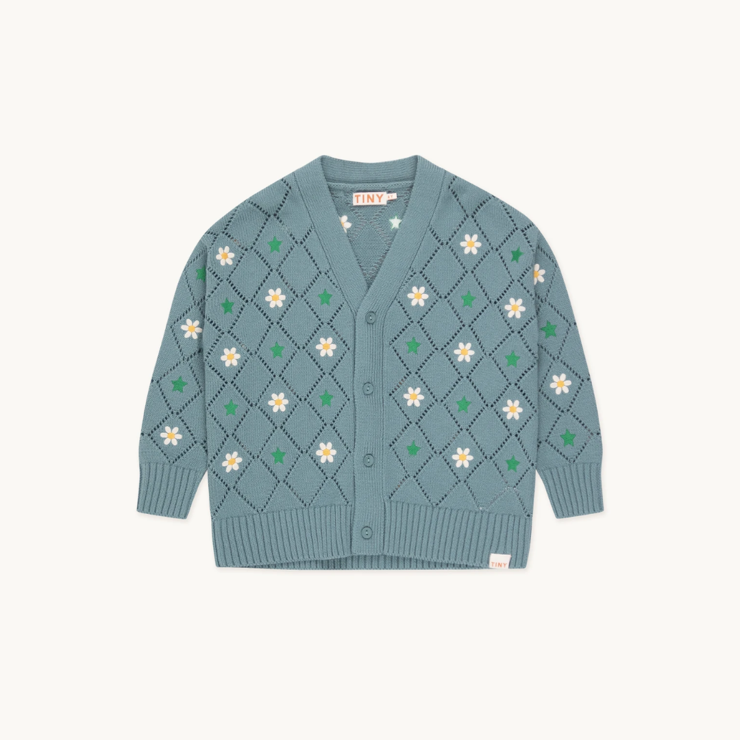 TINYCOTTONS│Stars and flowers cardigan星星花朵針織外套．Dark pistachio