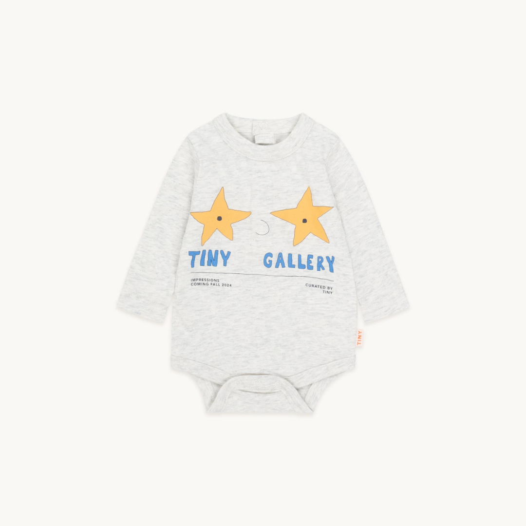 TINYCOTTONS│Impressions body星星臉包屁衣．Light cream heather