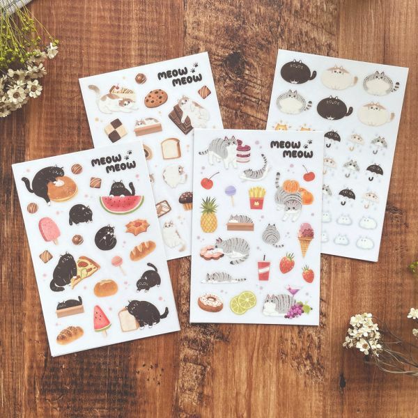 喵喵 4入感壓 轉印貼紙｜迪夢奇 Dimanche