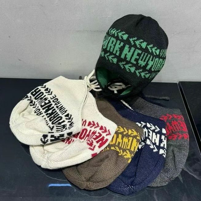 英文字針織冷帽 H783