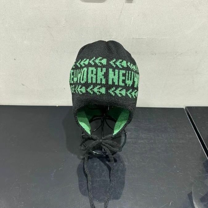 英文字針織冷帽 H783