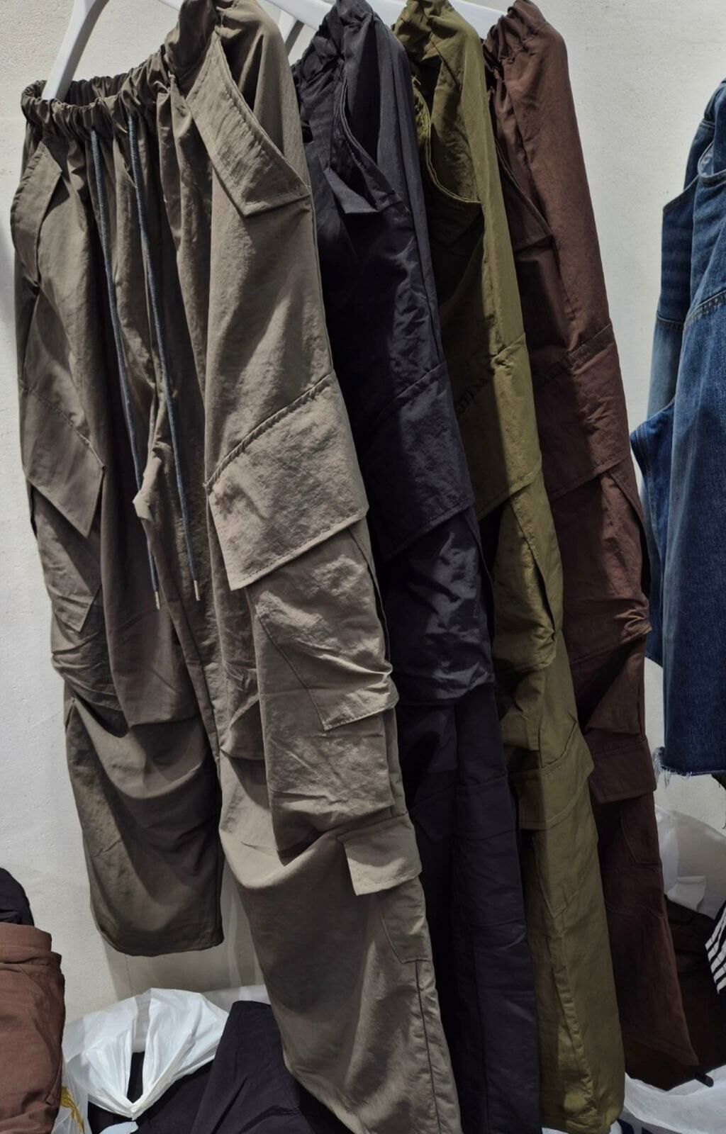 淨色可束腳工裝鬆身褲 P2983