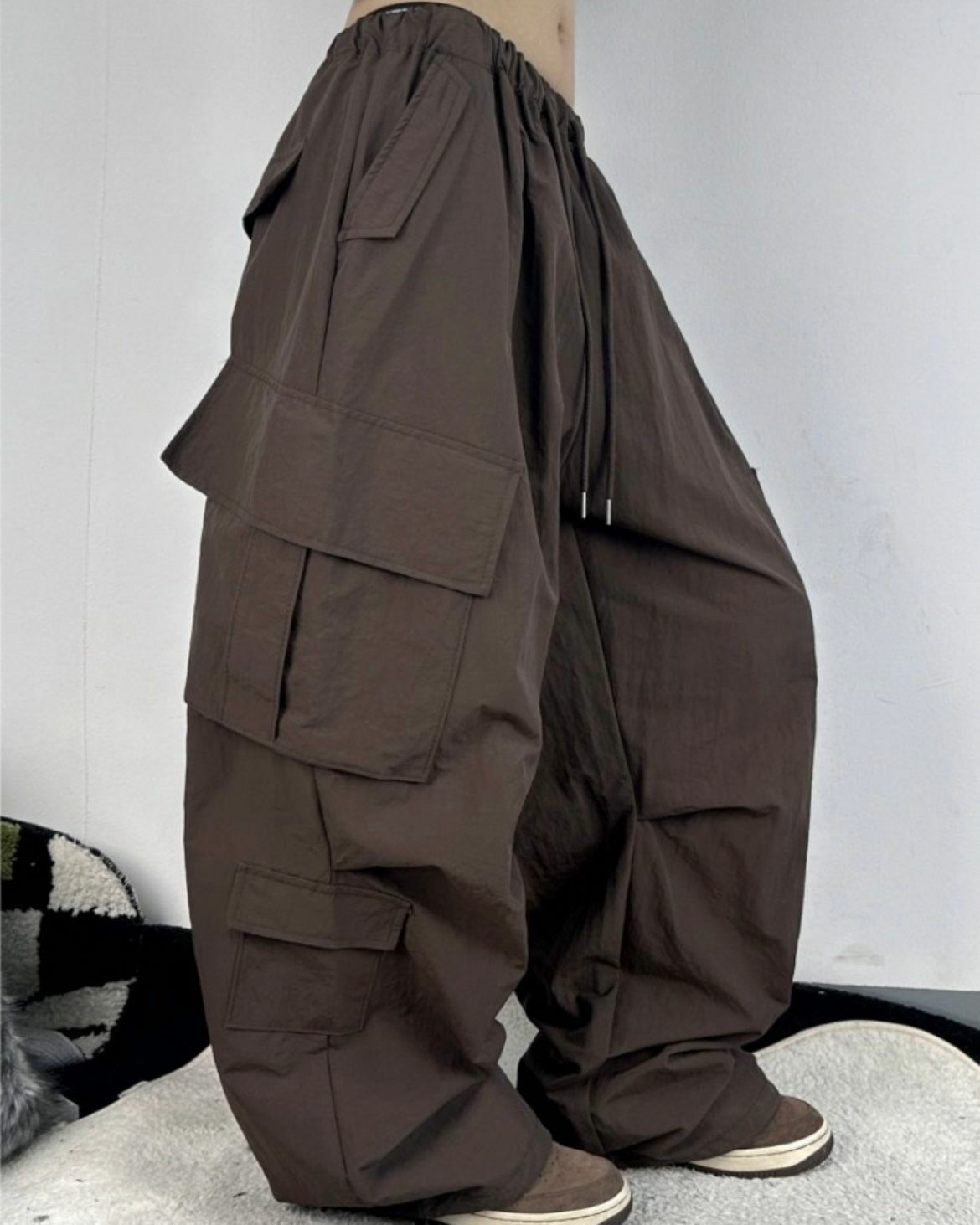 淨色可束腳工裝鬆身褲 P2983