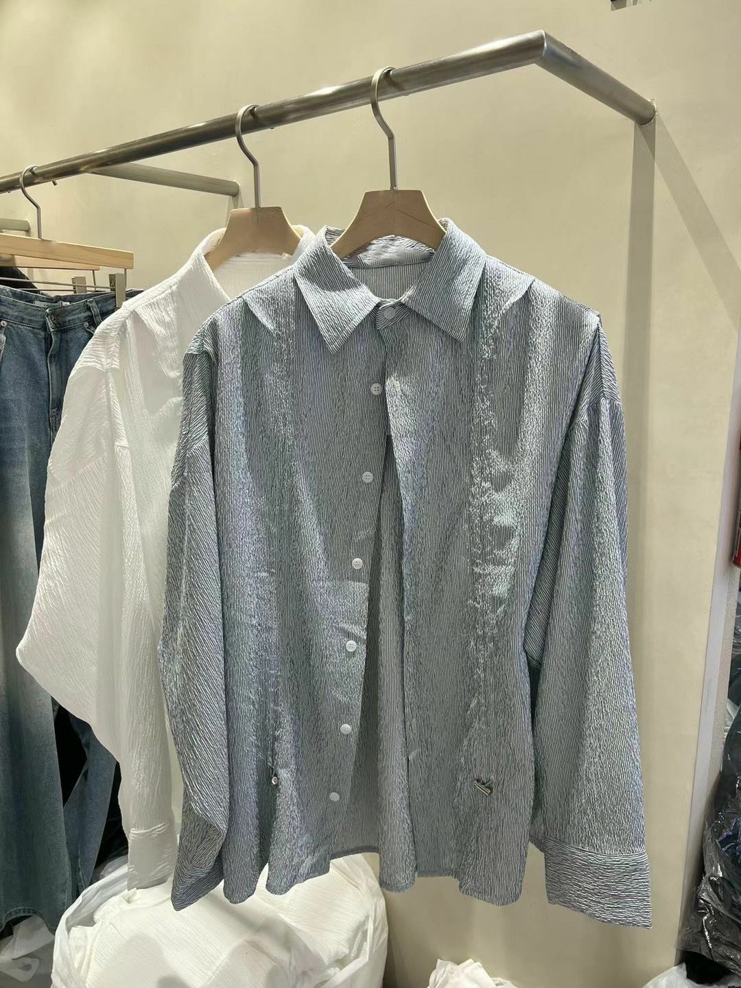 淨色暗紋長袖恤衫 S2283