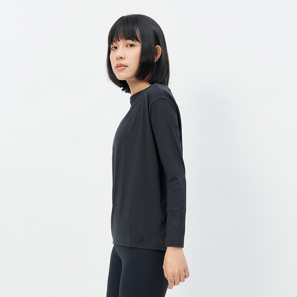 TBA Everyday Long-Sleeve Top 女 極致黑 平領 親膚 長袖 TBAW214TP07-BK